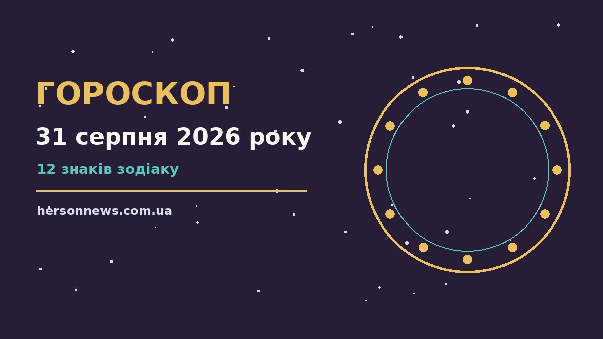 Зодіакальний фон із символами дванадцяти знаків і підсвічуванням знаку Скорпіона на 31 серпня 2026 року